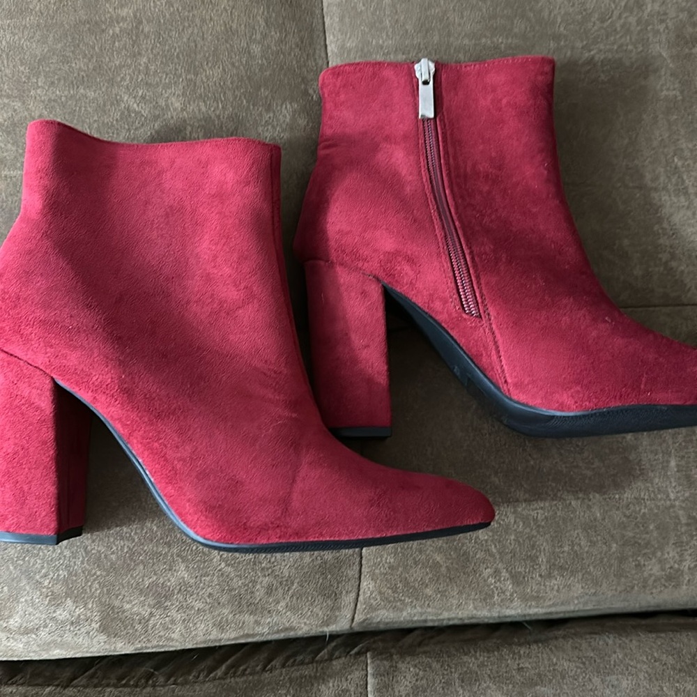 Red booties never worn